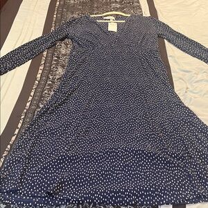 MNG COLLECTION Navy Blue Long Sleeve Polka Dot Midi Dress